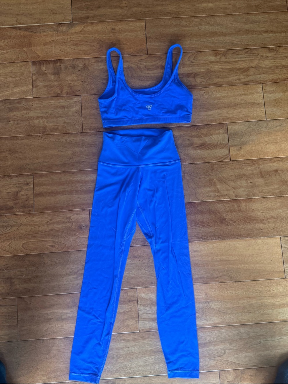 Aritzia Electric Blue Seamless Sports Bra & High-Waist Leggings Set